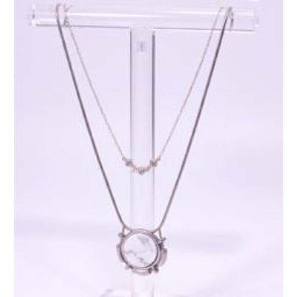 Banana Republic Women's Pave Triple Ball and Howlite Necklace NWT 45 55 - Picture 1 of 16